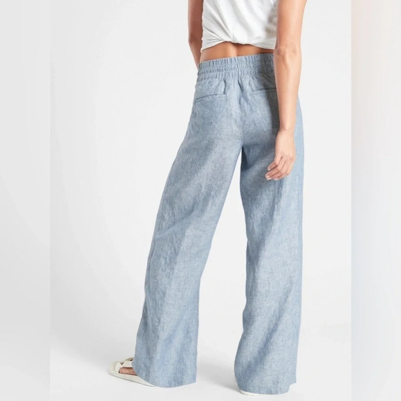 Athleta Spring 2021 Cabo Linen Wide Leg Pant Chambray Blue - Picture 9 of 9